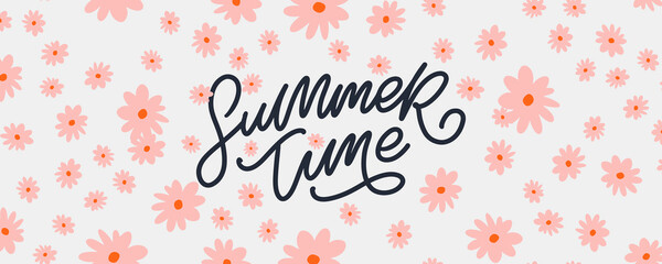 Obraz premium summer sale banner with flowers letter vector