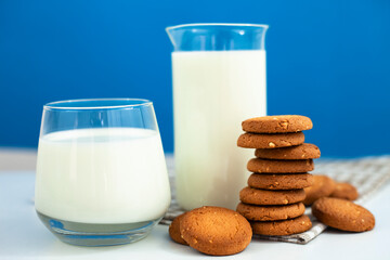 Fresh milk in the glass. Healthy eating.