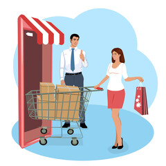 People make their purchases through a smartphone.