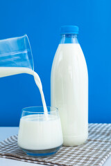 Fresh milk in the glass. Healthy eating.