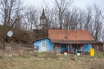 Small blue house in Milas, Bistrita, Romania, 2021