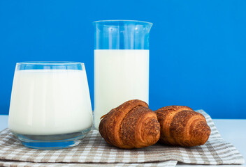 Fresh milk in the glass. Healthy eating.
