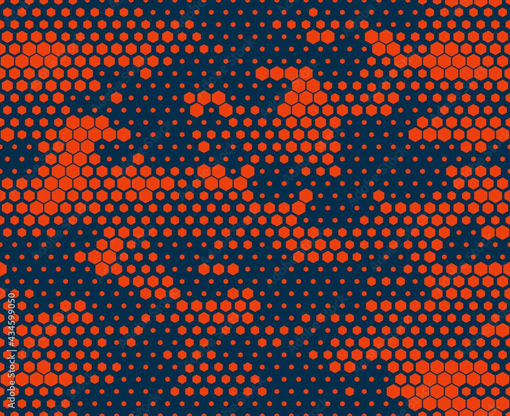 Poster seamless camouflage pattern modern. abstract camo from hexagonal elements on a dark background. mili