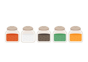 Pepper and chilli powder vector set. free space for text. Ingredient powder vector.