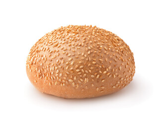 Front view of sesame seed burger bun