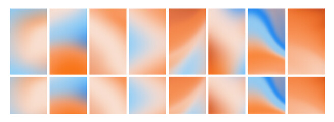 Blue, orange Gradient social media post and stories Background templates. Terracotta natural retro Grainy overlay