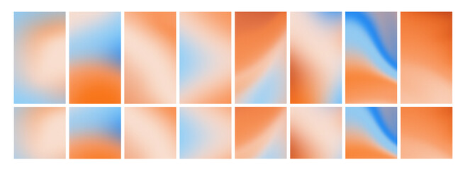 Fototapeta premium Blue, orange Gradient social media post and stories Background templates. Terracotta natural retro Grainy overlay