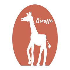 White silhouette of a giraffe, side view. The tallest animal. Vector illustration