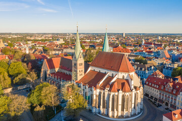 Augsburg Cathedral. Top view of the Сathedral. - obrazy, fototapety, plakaty