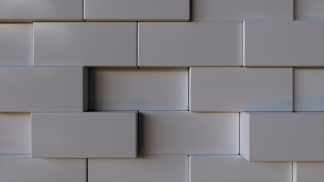 Computer generated background transformation of large rectangles into small. 3d rendering geometric wall
