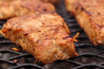 Pork steak grilled on the grill