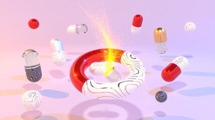 Capsule of Vaccine Red White Yellow Pills Virus Antivirus wallpaper background