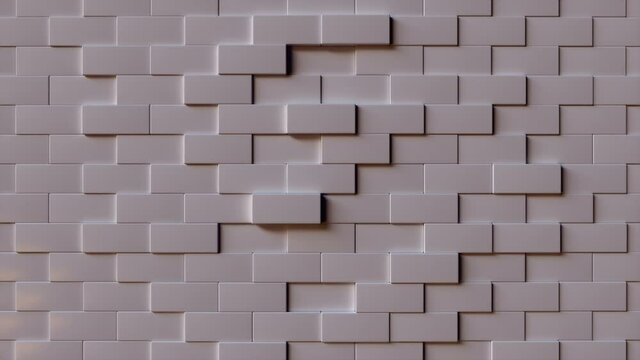 Computer generated background transformation of large rectangles into small. 3d rendering geometric wall