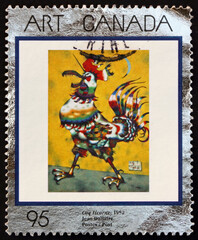 Postage stamp Canada 1999 Coq Licorne, by Jean Dallaire
