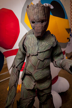 Kiev, Ukraine - May 20, 2018: Comic Con, an annual festival of geek culture in Kiev, Ukraine. Cosplayers in costumes. People in costumes of characters in the Marvel, DC Universe, computer games