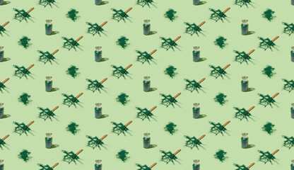 Seamless isometric pattern with green spirulina algae. Healthy food concept.