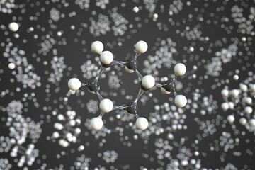 Methylcyclohexane molecule made with balls, conceptual molecular model. Chemical 3d rendering