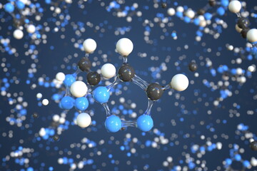 Triazole molecule made with balls, scientific molecular model. Chemical 3d rendering