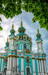 Fototapeta na wymiar St. Andrew's Church in Kiev, 18th century Baroque architecture