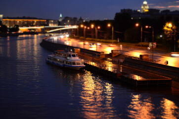 Fototapeta na wymiar Evening motor ship