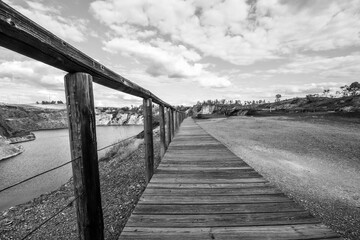 Wooden walkway near a lake