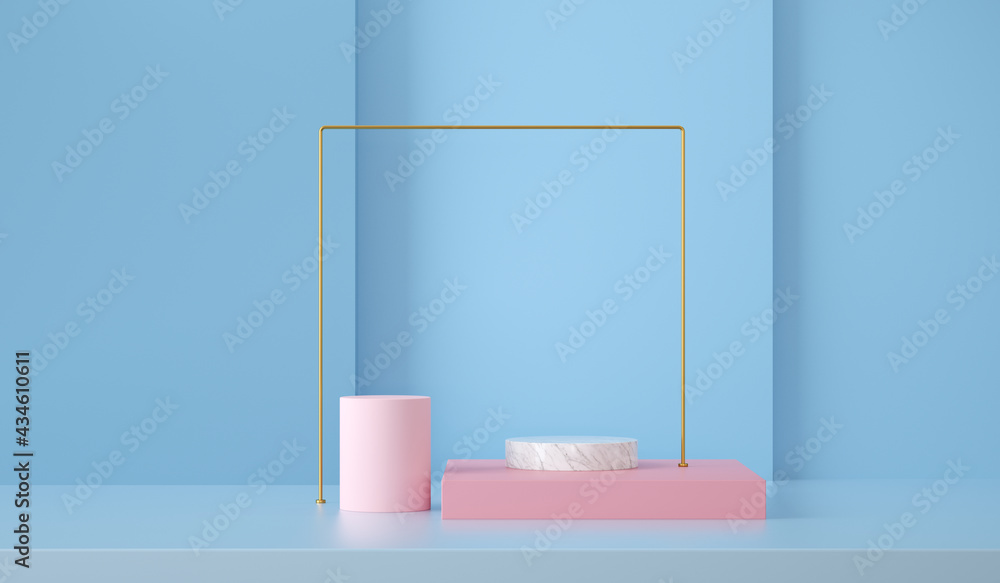 Poster 3d render, abstract scene and shapes background for product display