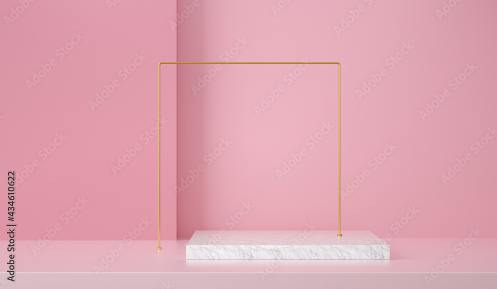 Poster 3d render, abstract scene and shapes background for product display