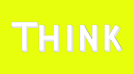 Thinking concept vector. Simple typography with displaced repetition on yellow background.