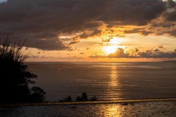 View of sunset on the Pacific coast of Manuel Antonio