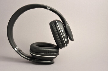 Headphones on a gray background.