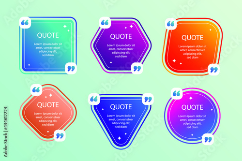 Quote Box Frame Set Text Speech Bubble Design Comment Quotation Feedback Sentence Quote Word Business Quote Citation Note Description Box Frame Template Vector Illustration Wall Mural Sunshine