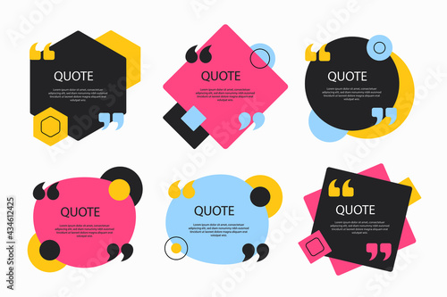 Quote Box Frame Set Text Speech Bubble Design Comment Quotation Feedback Sentence Quote Word Business Quote Citation Note Description Box Frame Template Vector Illustration Wall Mural Sunshine