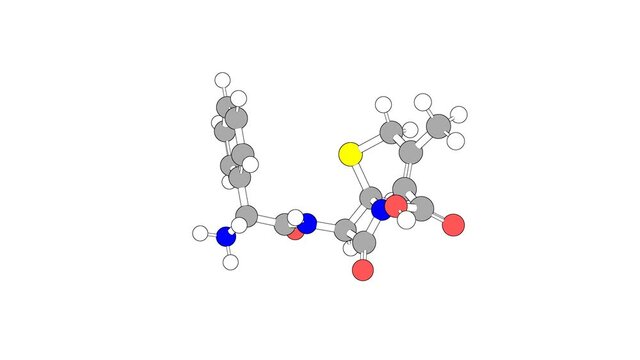 360&ordm; realistic 3D view of Cephalexin as a seamless loop over a white opaque background with alpha mask. Also called cefalexin and keflex.