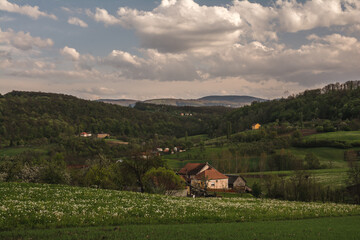 View on hills and houses in the rural area of western Serbia
