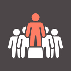Person speaking in front of crowds vector icon