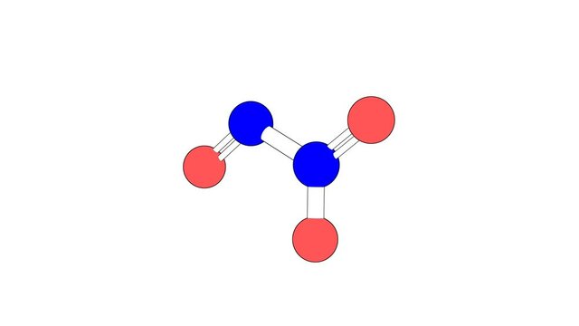 360&ordm; realistic 3D view of Dinitrogen Trioxide as a seamless loop over a white opaque background with alpha mask. Also called nitrogen trioxide and n-oxonitramide.