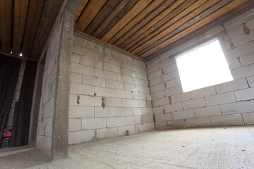interior of new house construction site