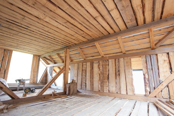 new house construction, wood or wooden beams