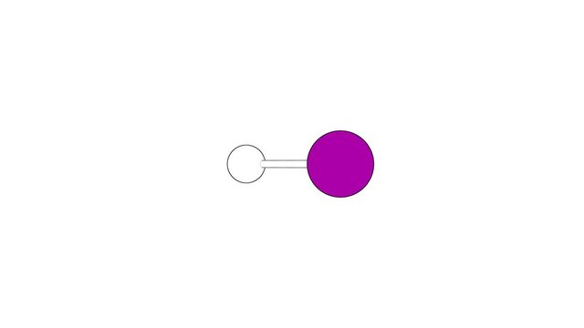 360&ordm; realistic 3D view of Hydriodic Acid as a seamless loop over a white opaque background with alpha mask. Also called hydrogen iodide and hydroiodic acid.