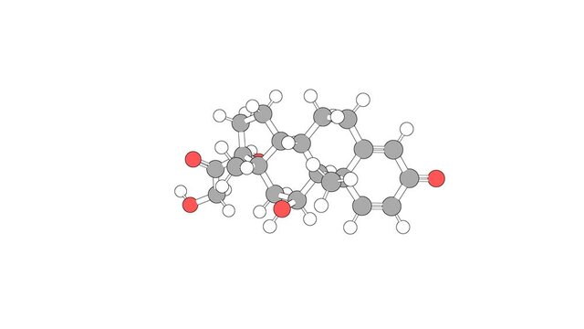 360&ordm; realistic 3D view of Prednisolone as a seamless loop over a white opaque background with alpha mask. Also called metacortandralone and hydroretrocortine.