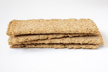 grain crispbreads isolated on white background, side view