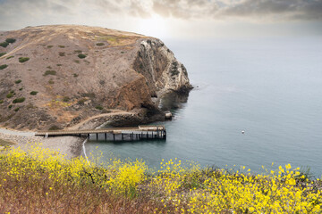 View towards the dock at Scorpion Anchorage on Santa Cruz Island in the Channel Islands National...