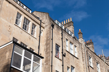 Fototapeta na wymiar Street view of Bath, Somerset. Old houses