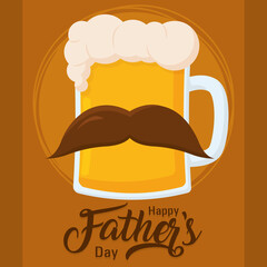 Isolated beer glass with a mustache Father day