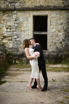 Beautiful wedding couple, Luxury married wedding couple, bride and groom posing in old city