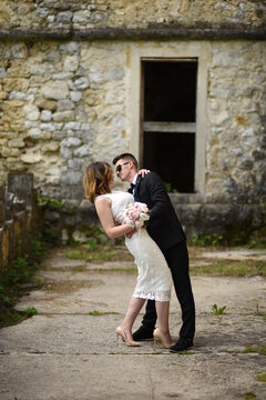 Beautiful wedding couple, Luxury married wedding couple, bride and groom posing in old city