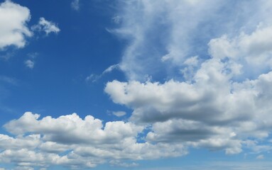 Fluffy clouds in the blue sky