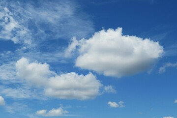 Fototapeta premium Beautiful clouds in blue sky, natural background 