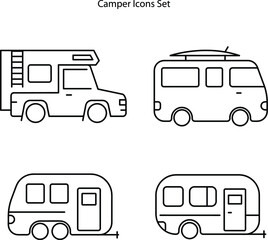 Camper icon isolated on white background from camping collection. Camper icon trendy and modern Camper symbol for logo, web, app, UI. Camper icon simple sign.