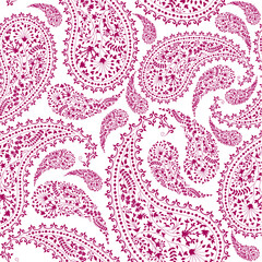 seamless red and white pattern with paisley